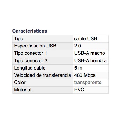 DH CONEXIÓN USB 2.0 MACHO A HEMBRA