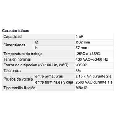 DH CONDENSADOR PARA ARRANQUE DE MOTORES