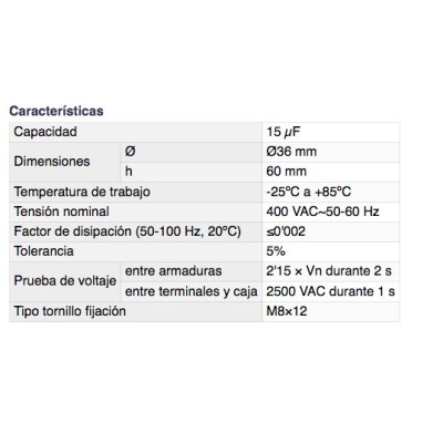 DH CONDENSADOR PARA ARRANQUE DE MOTORES