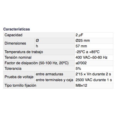 DH CONDENSADOR PARA ARRANQUE DE MOTORES