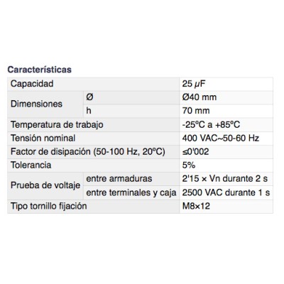 DH CONDENSADOR PARA ARRANQUE DE MOTORES