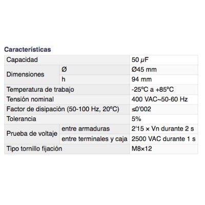 DH CONDENSADOR PARA ARRANQUE DE MOTORES