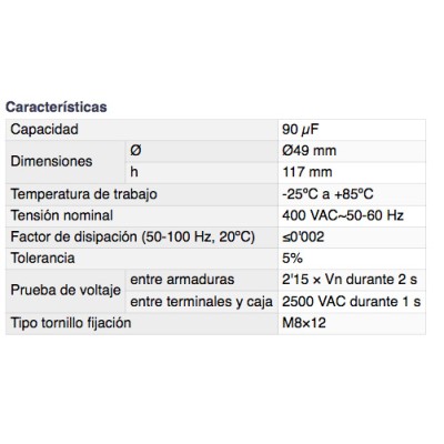 DH CONDENSADOR PARA ARRANQUE DE MOTORES