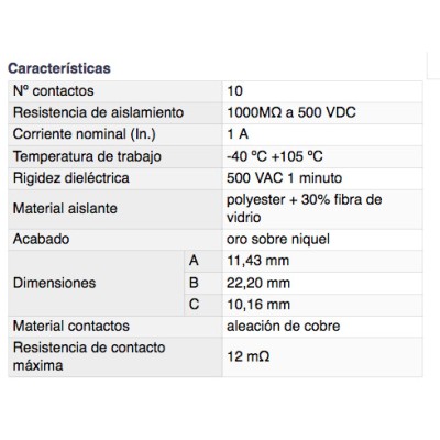 DH CONECTOR HEMBRA DOBLE LÍNEA