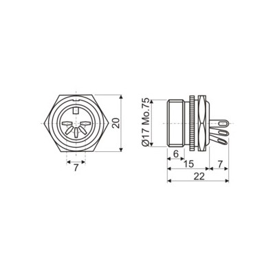 DH CONECTOR DIN HEMBRA PANEL