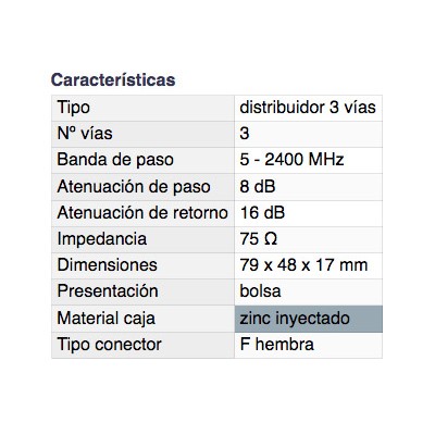 DH DISTRIBUIDOR SATÉLITE / TERRESTRE DE 3 VÍAS