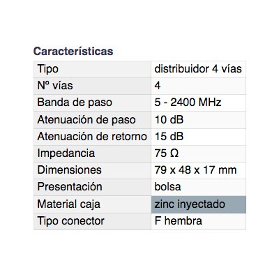 DH DISTRIBUIDOR SATÉLITE / TERRESTRE DE 4 VÍAS