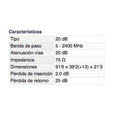 DH DERIVADOR SATÉLITE / TERRESTRE DE 2 VÍAS 20 DB