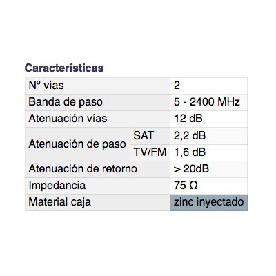 DH DERIVADOR SATÉLITE / TERRESTRE DE 2 VÍAS 12 DB