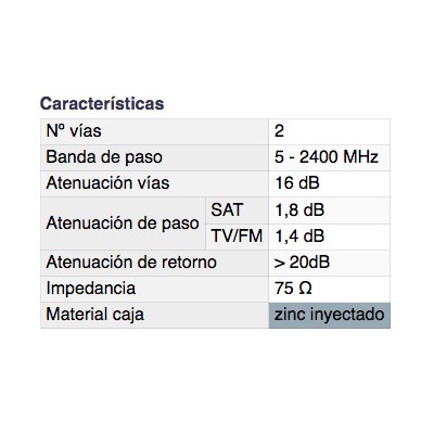 DH DERIVADOR SATÉLITE / TERRESTRE DE 2 VÍAS 16 DB