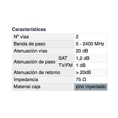 DH DERIVADOR SATÉLITE / TERRESTRE DE 2 VÍAS 20 DB