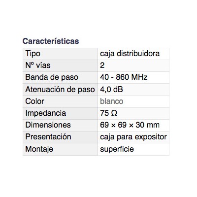 DH CAJA DISTRIBUIDORA TELEVISIÓN TERRESTRE 2 VÍAS