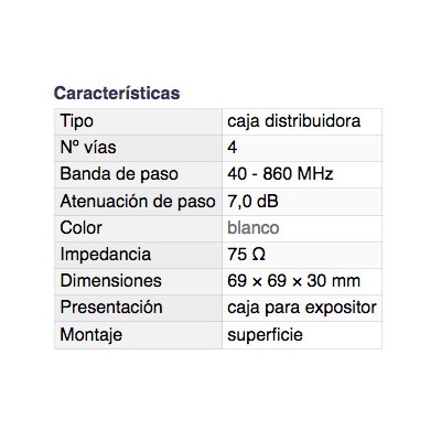 DH CAJA DISTRIBUIDORA TELEVISIÓN TERRESTRE 4 VÍAS