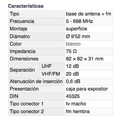 DH BASE ANTENA UNIVERSAL TV-FM SUPERFICIE