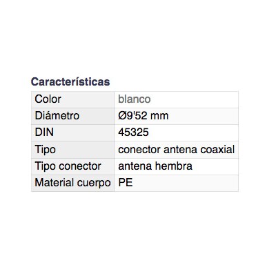 DH CONECTOR COAXIAL ANTENA HEMBRA BLANCO