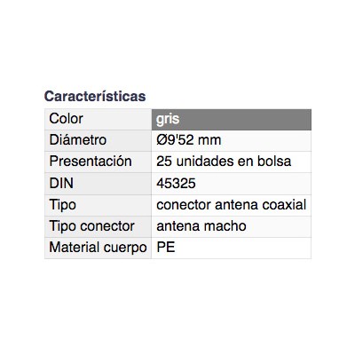 DH CONECTOR COAXIAL ANTENA MACHO GRIS