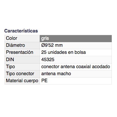 DH CONECTOR COAXIAL MACHO ANTENA GRIS