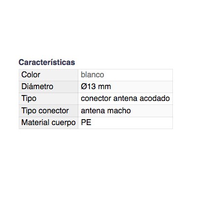 DH CONECTOR COAXIAL MACHO ANTENA BLANCO