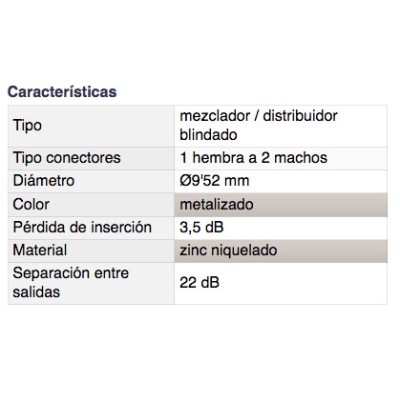 DH MEZCLADOR 2 MACHOS-1 HEMBRA METÁLICO CON BLISTER