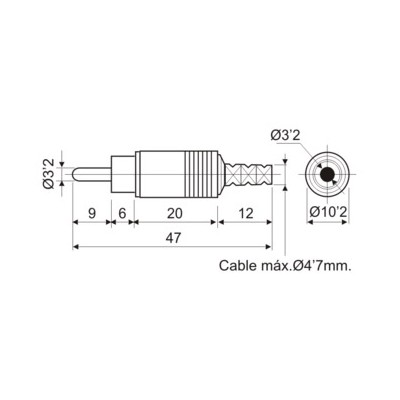 DH CONECTOR COAXIAL RCA MACHO PARA CABLE RG58