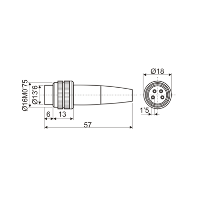 DH CONECTOR DIN MACHO AÉREO