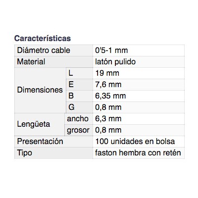 DH TERMINAL HEMBRA PARA REGLETA DE CONEXIÓN