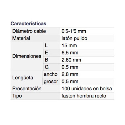 DH TERMINAL HEMBRA PARA REGLETA DE CONEXIÓN