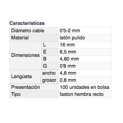 DH TERMINAL HEMBRA PARA REGLETA DE CONEXIÓN