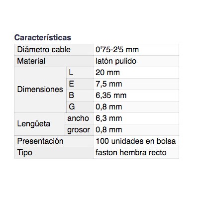 DH TERMINAL HEMBRA PARA REGLETA DE CONEXIÓN