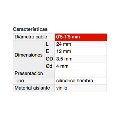 DH TERMINAL HEMBRA CILÍNDRICO