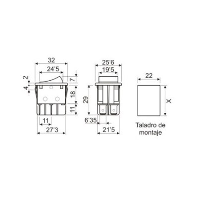 DH INTERRUPTOR BIPOLAR LUMINOSO FASTON