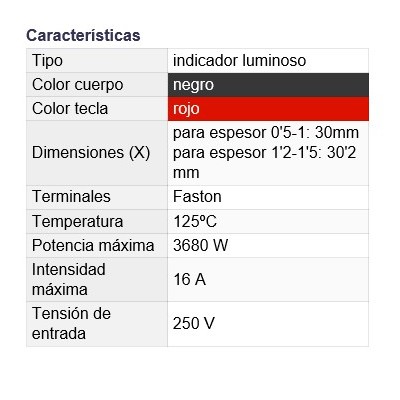 DH INTERRUPTOR BIPOLAR LUMINOSO FASTON