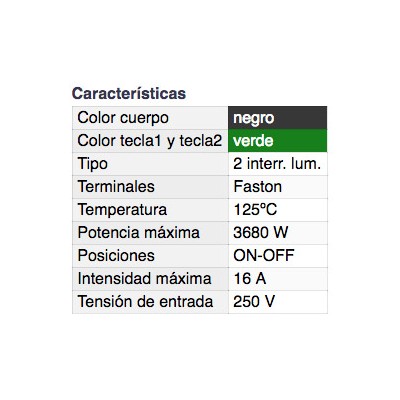 DH INTERRUPTOR UNIPOLAR LUMINOSO FASTON