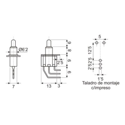 DH INTERRUPTOR UNIPOLAR CIRCUITO IMPRESO