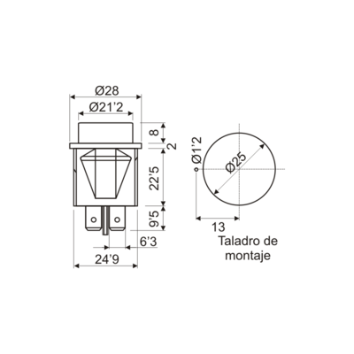 DH INTERRUPTOR LUMINOSO UNIPOLAR EMPOTRABLE PULSADOR