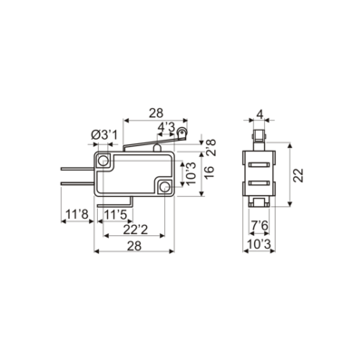 DH MICROINTERRUPTOR CON PALANCA + RUEDA