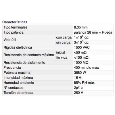 DH MICROINTERRUPTOR CON PALANCA + RUEDA