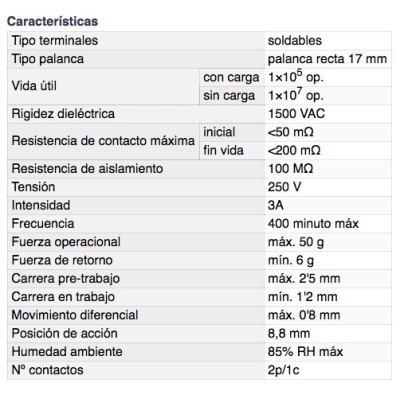 DH MICROINTERRUPTOR CON PALANCA