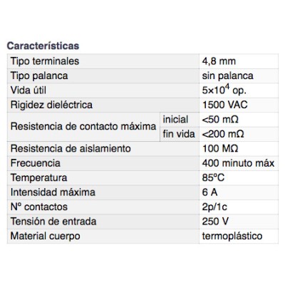 DH MICROINTERRUPTOR SIN PALANCA