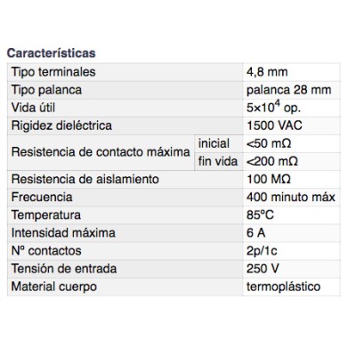 DH MICROINTERRUPTOR CON PALANCA