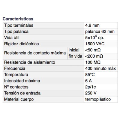 DH MICROINTERRUPTOR CON PALANCA