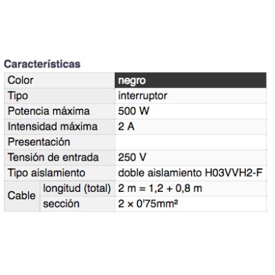 DH INTERRUPTOR BIPOLAR PASANTE CON CABLE