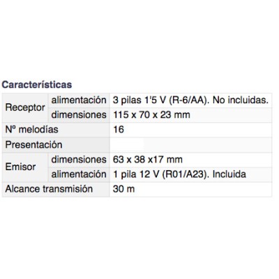 DH TIMBRE INALÁMBRICO A PILAS