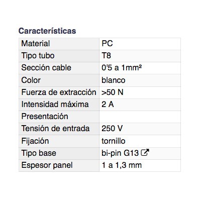 DH PORTALÁMPARAS PARA TUBO TIPO T8