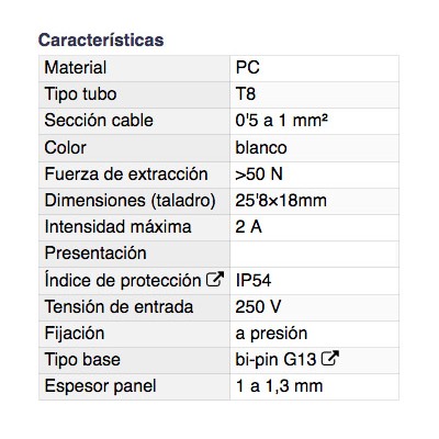 DH PORTALÁMPARAS ESTANCO PARA TUBO T8