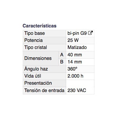 DH BOMBILLA HALÓGENA BI-PIN G9