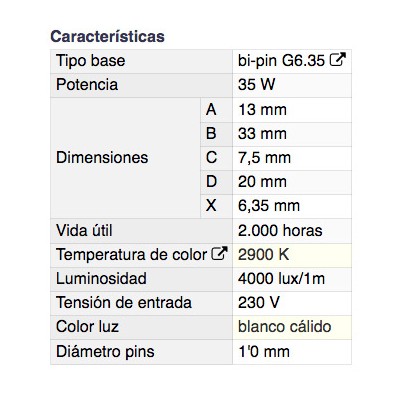 DH BOMBILLA HALÓGENA BI-PIN G6.35