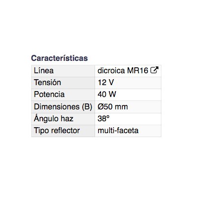 DH BOMBILLA HALÓGENA DICROICA MR16