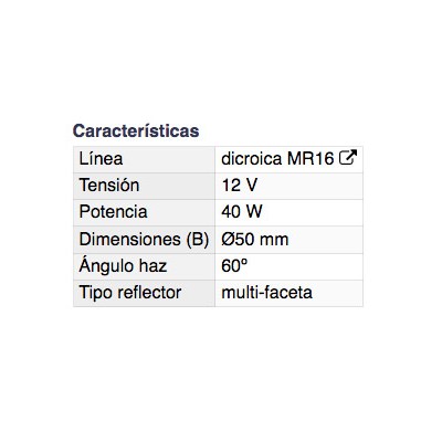 DH BOMBILLA HALÓGENA DICROICA MR16