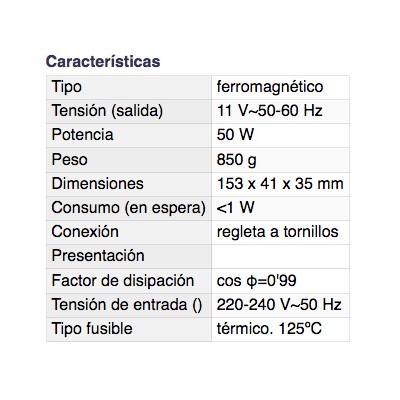 DH TRANSFORMADOR FERROMAGNÉTICO PARA LÁMPARAS HALÓGENAS